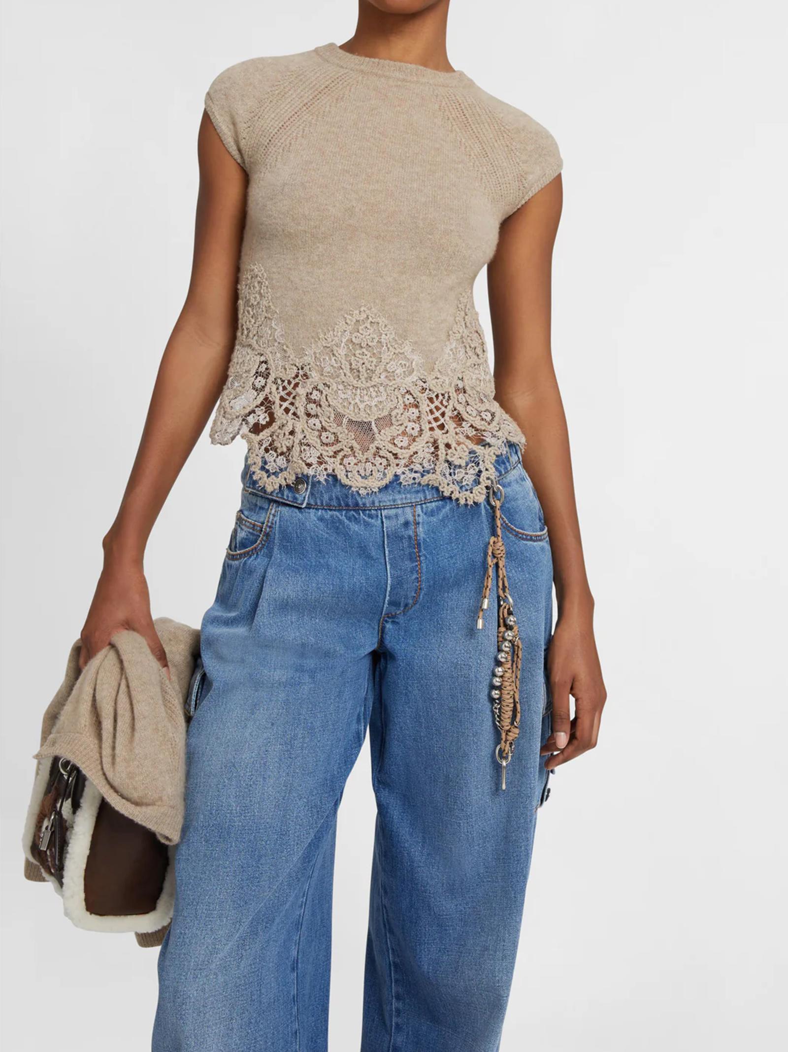 Top cashmere con pizzo D475L327APPYU M1507 ERMANNO SCERVINO 