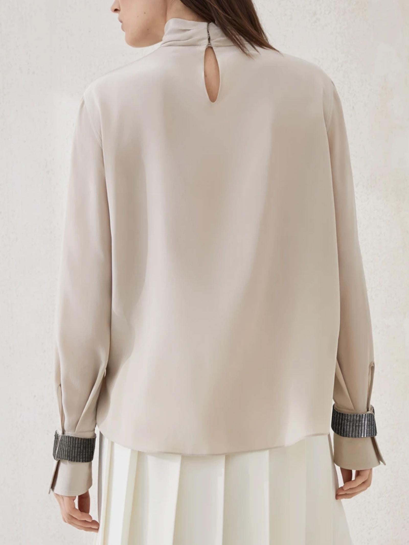 T-shirt collo alto in seta MB993EK714 C8561 BRUNELLO CUCINELLI 