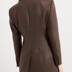 Giacca doppiopetto in twill di lino ML1427261 C273 BRUNELLO CUCINELLI 