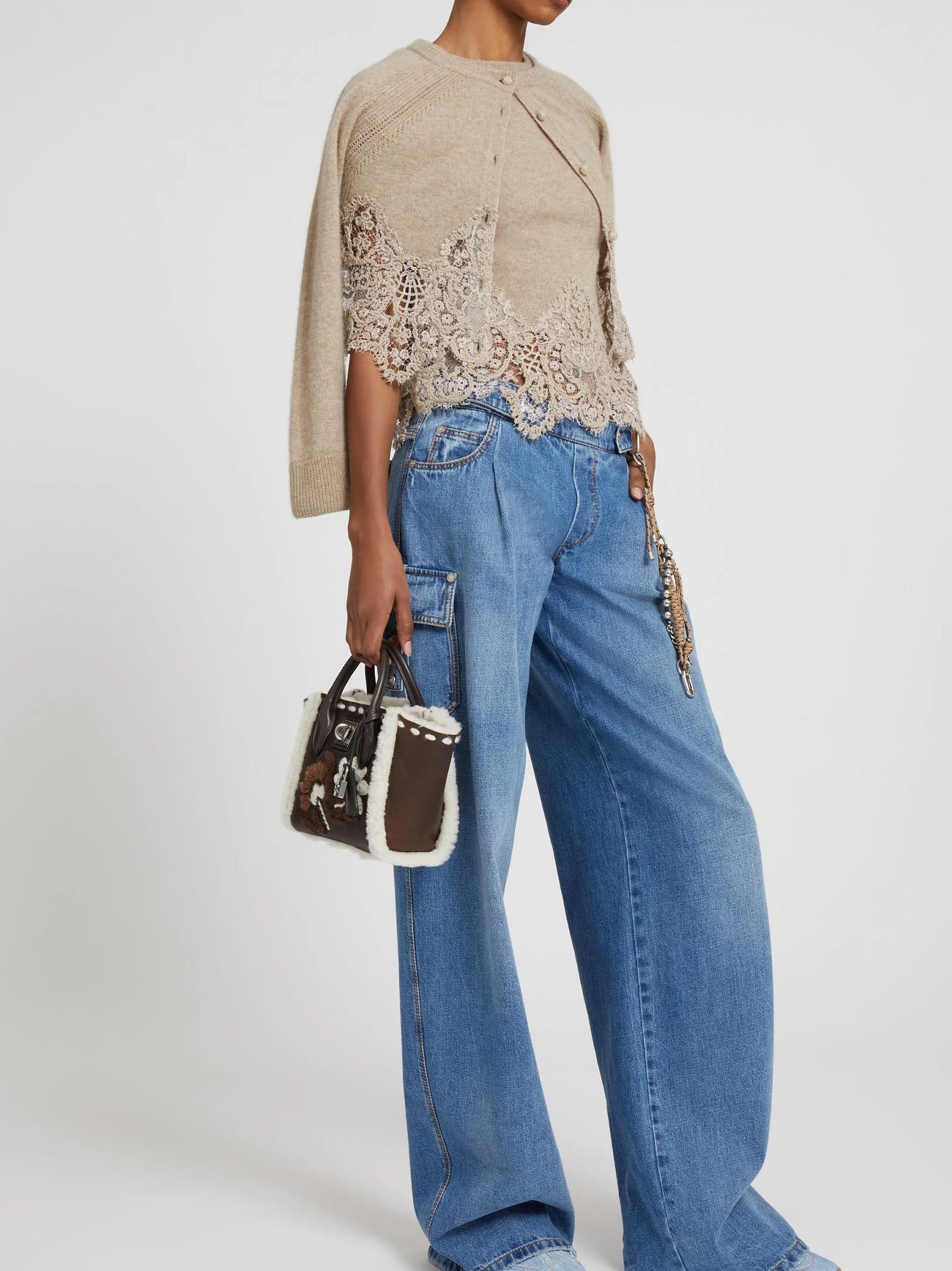 Cardigan cropped in cashmere e pizzo D475N314APPYU M1507 ERMANNO SCERVINO 