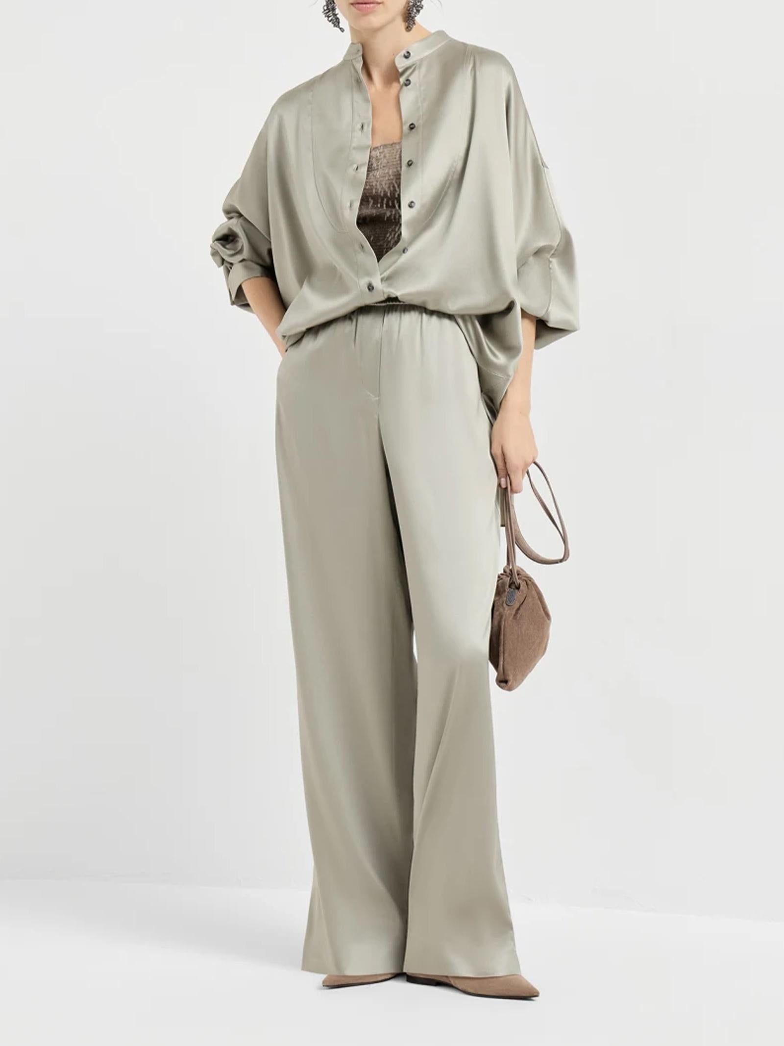 Pantaloni in raso di seta M0C59P8942 C9125 BRUNELLO CUCINELLI 