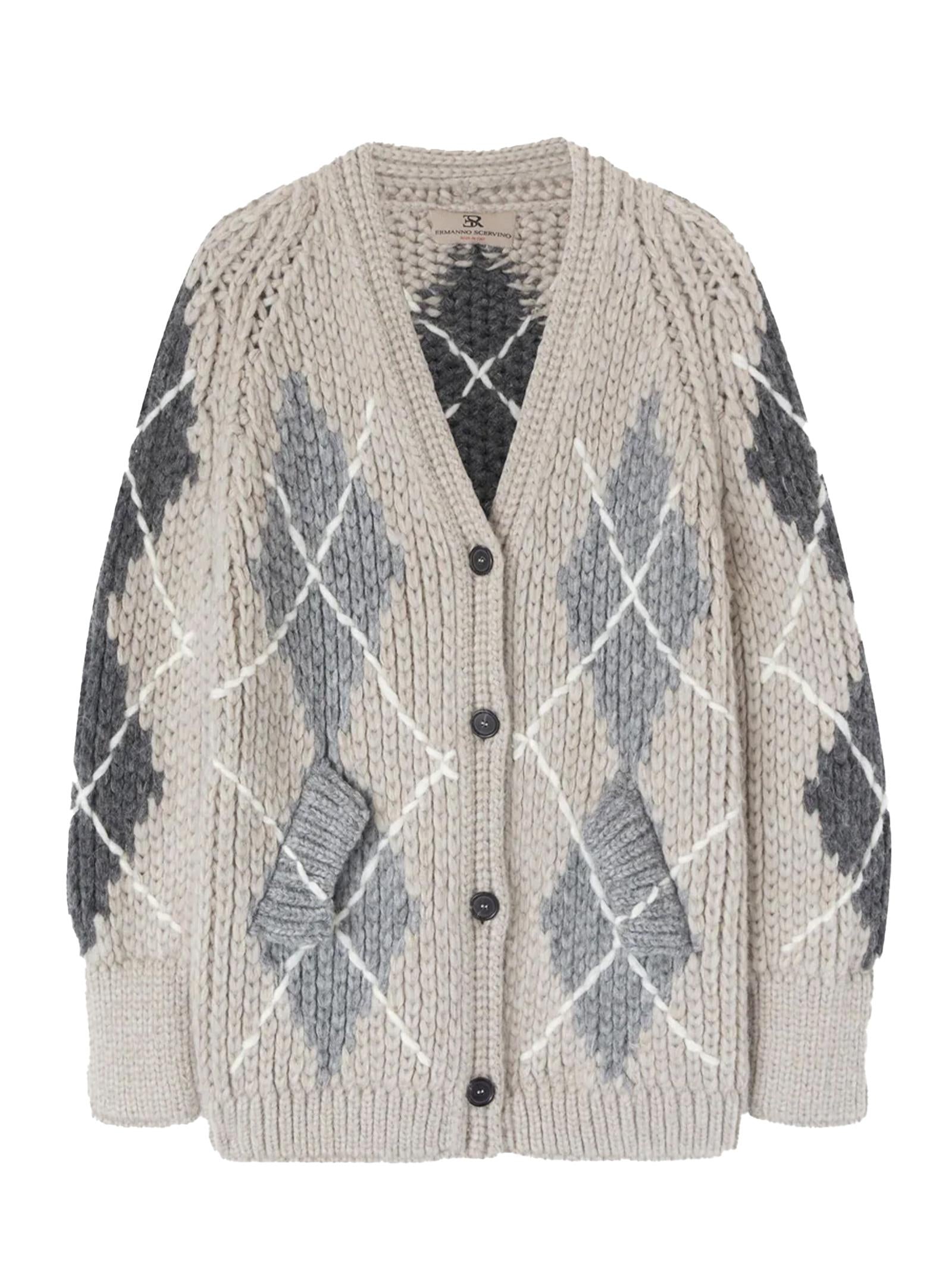 Cardigan misto alpaca, mohair e cashmere D475N318RUIU D4722 ERMANNO SCERVINO 
