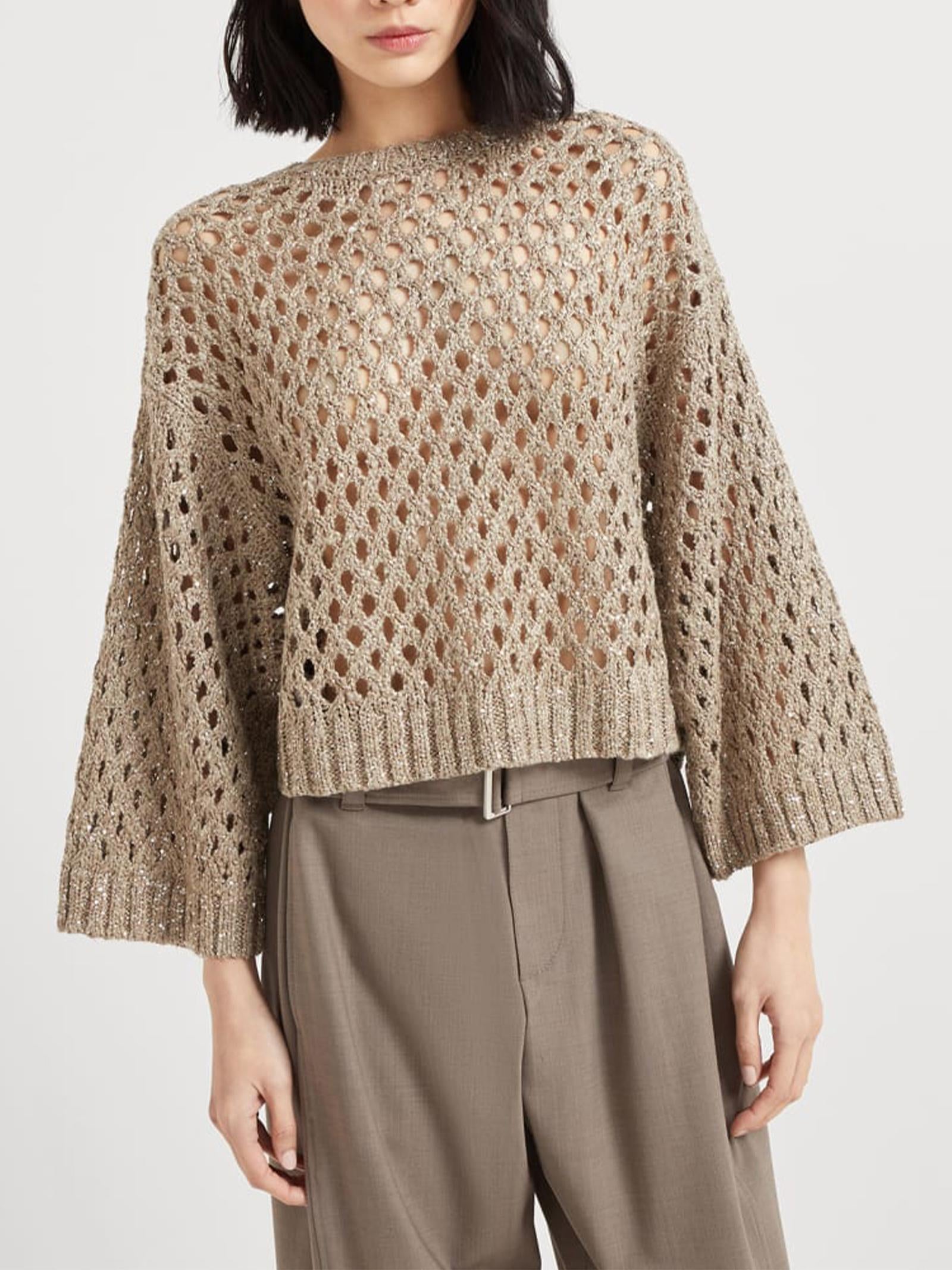 Maglia girocollo traforata MEA338200 C9545 BRUNELLO CUCINELLI 