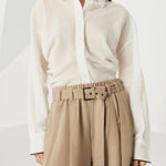 Pantaloni in organza di cotone con cintura MH911P8862 C8690 BRUNELLO CUCINELLI 
