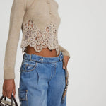 Cardigan cropped in cashmere e pizzo D475N314APPYU M1507 ERMANNO SCERVINO 