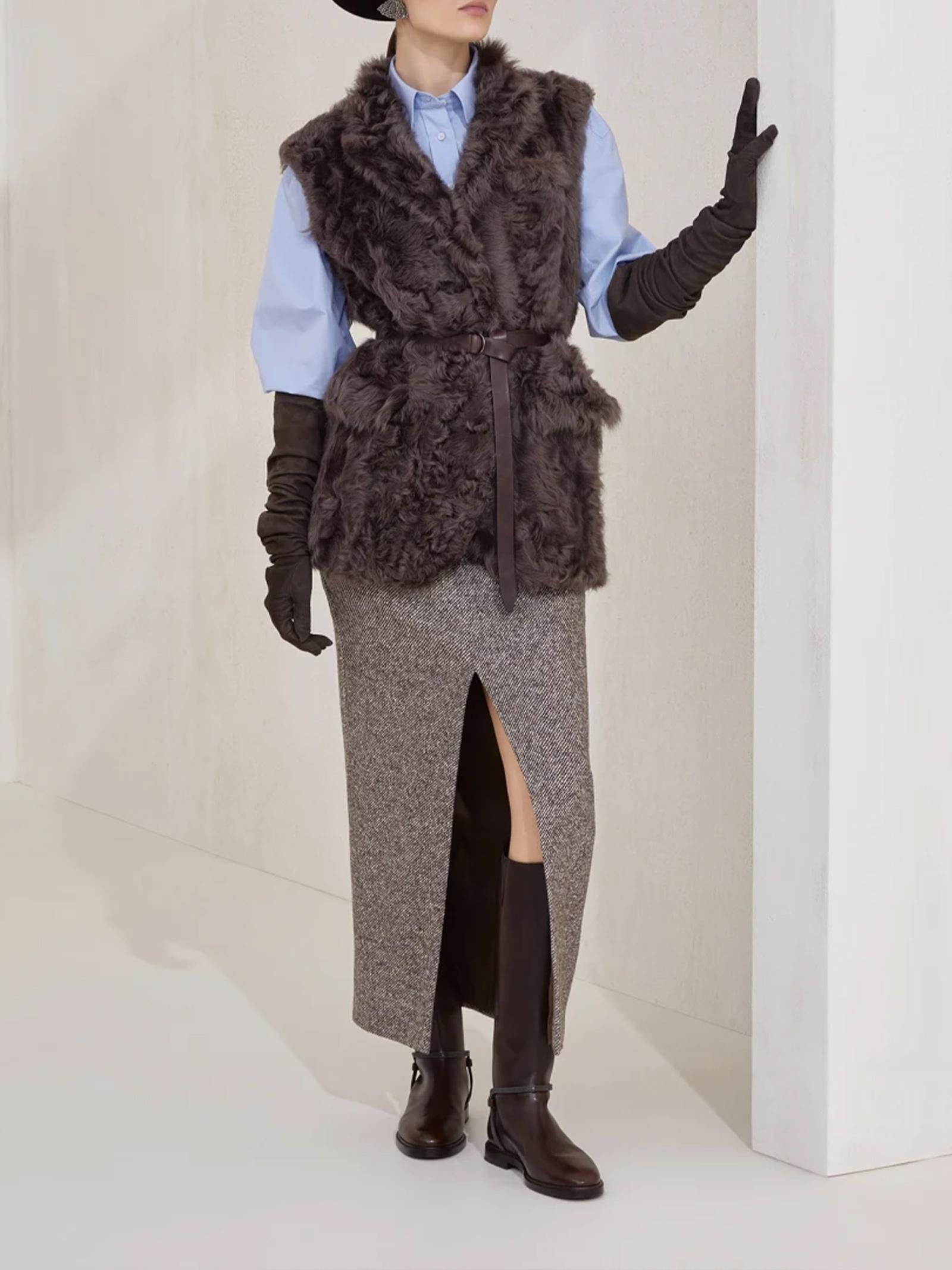 Gilet in shearling MPCHK7498 C4408 BRUNELLO CUCINELLI 