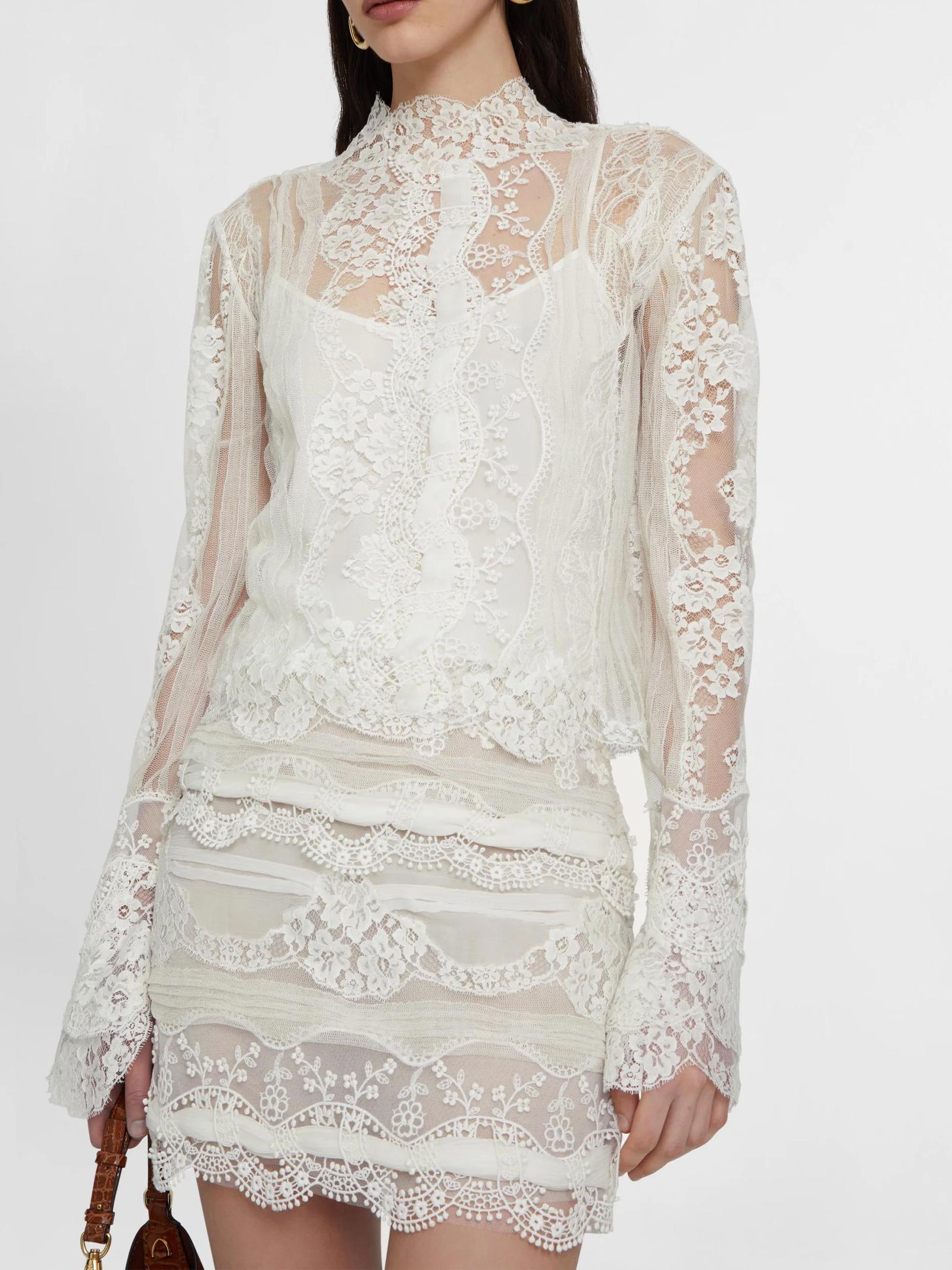 Camicia con ricami in pizzo D472K324CSEOI 10602 ERMANNO SCERVINO 