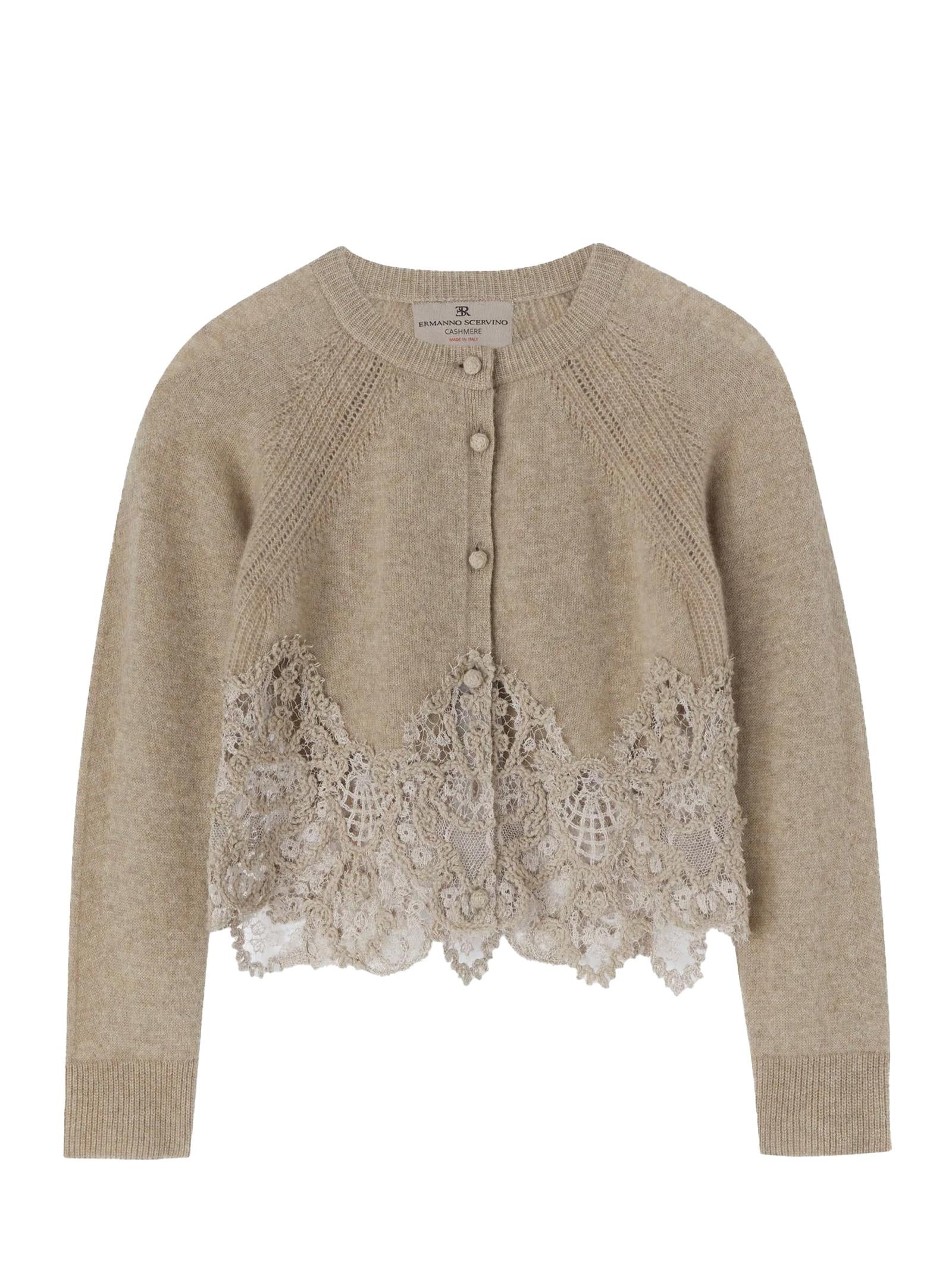 Cardigan cropped in cashmere e pizzo D475N314APPYU M1507 ERMANNO SCERVINO 
