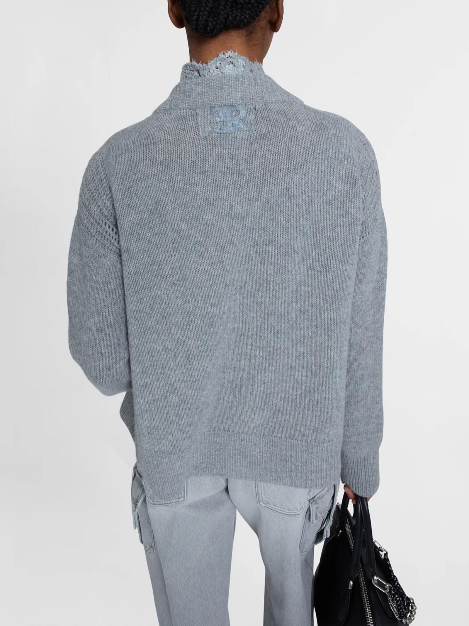 Cardigan scollo a V in cashmere con pizzo D475N304APKFX M2921 ERMANNO SCERVINO 