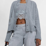 Cardigan scollo a V in cashmere con pizzo D475N304APKFX M2921 ERMANNO SCERVINO 