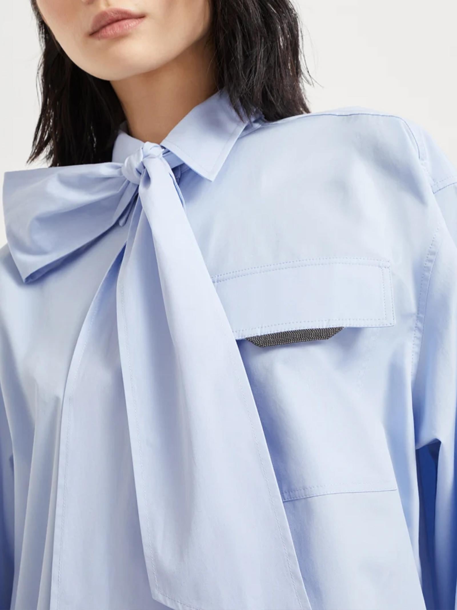 Camicia in popeline di cotone MH772MY526 C172 BRUNELLO CUCINELLI 
