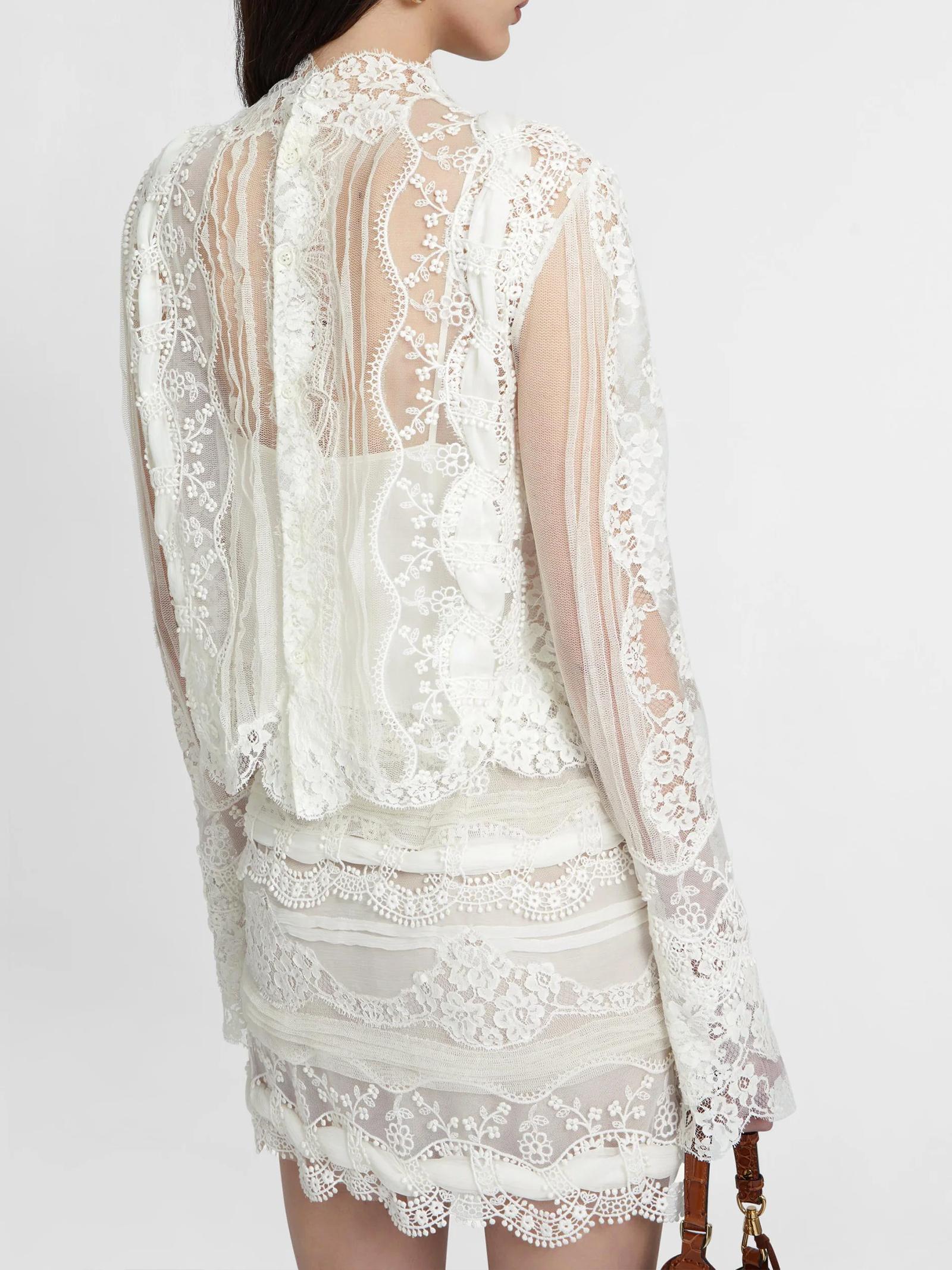 Camicia con ricami in pizzo D472K324CSEOI 10602 ERMANNO SCERVINO 