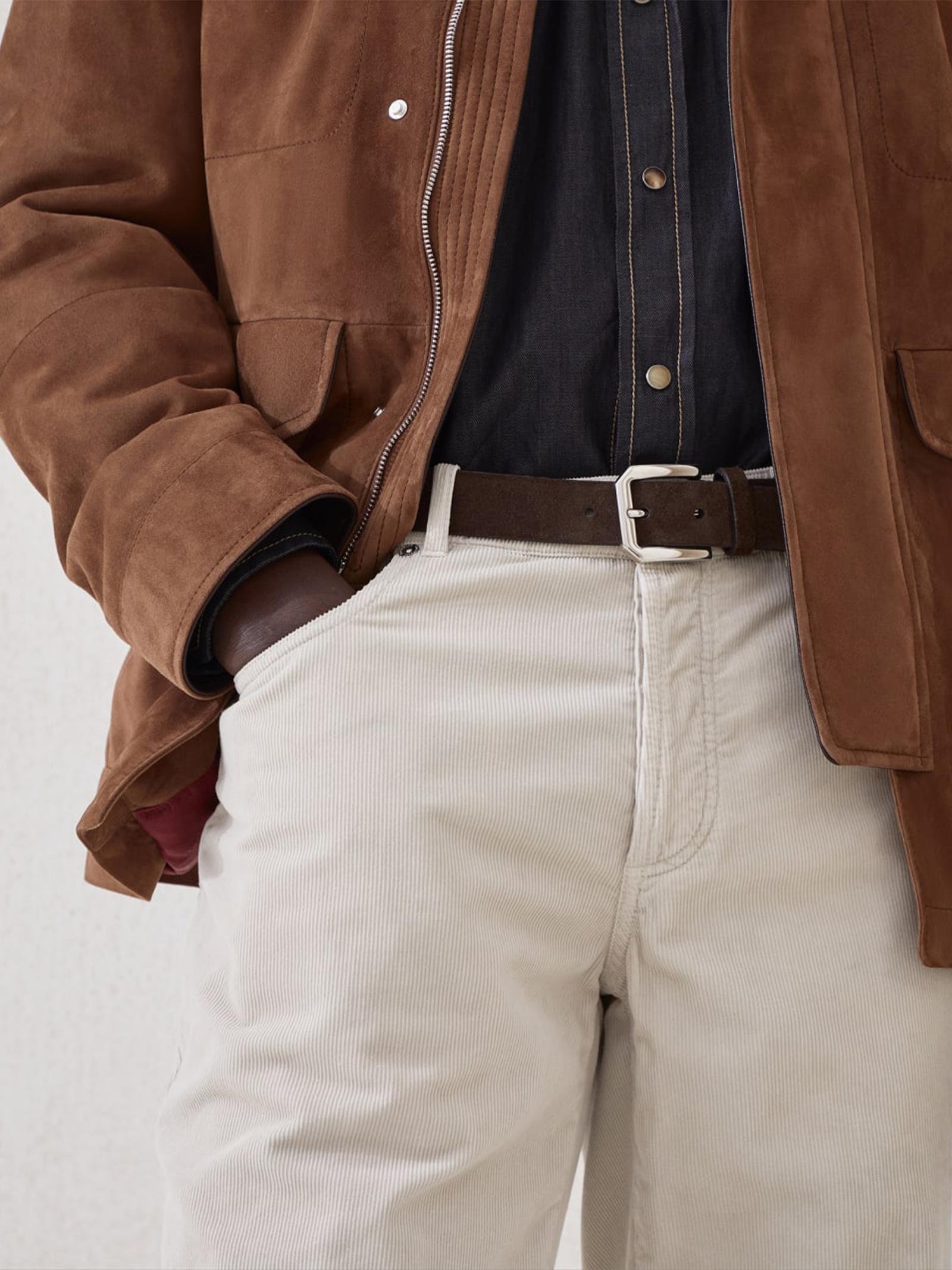 Cintura in cuoio rovesciato MAUGP317 C7284 BRUNELLO CUCINELLI 