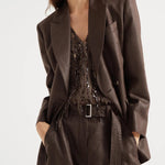 Giacca doppiopetto in twill di lino ML1427261 C273 BRUNELLO CUCINELLI 