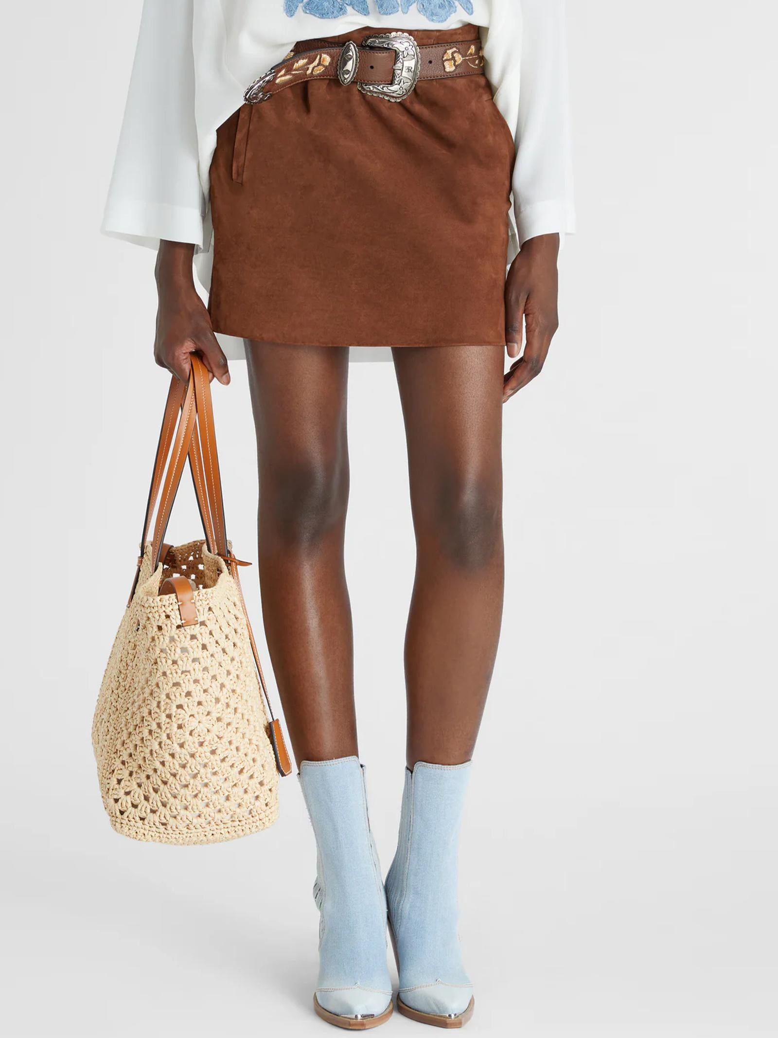 Mini gonna in pelle scamosciata D462O348ZSU 91230 ERMANNO SCERVINO 