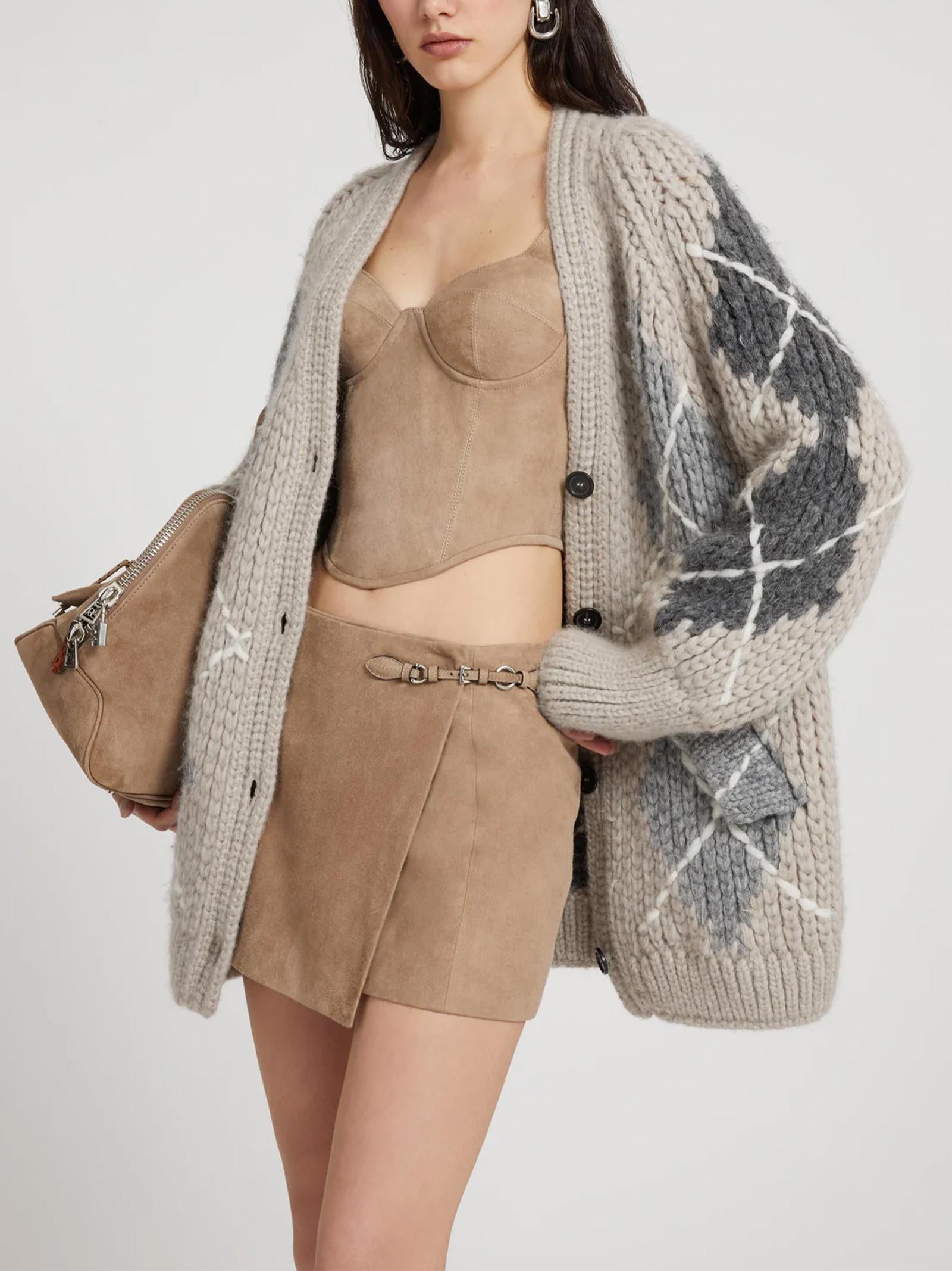 Cardigan misto alpaca, mohair e cashmere D475N318RUIU D4722 ERMANNO SCERVINO 