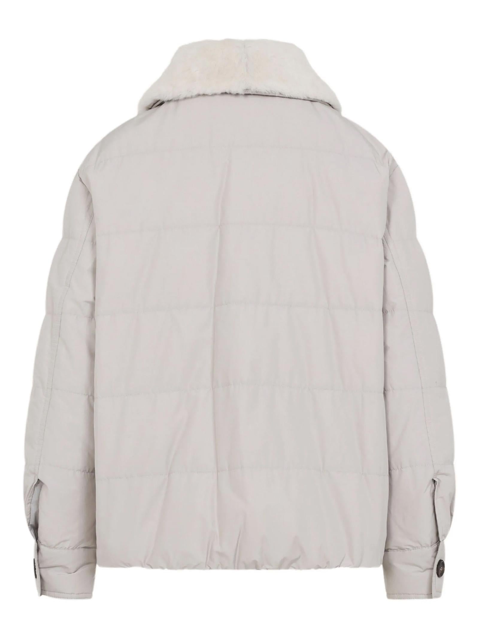 Piumino con collo in shearling MG5017688 C7958 BRUNELLO CUCINELLI 